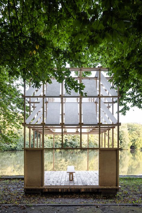 Gallery of Tea House Pavilion / Grau Architects - 2 Butterfly Architecture, Square Floor Plans, Wooden Pavilion, Butterfly Pavilion, Japanese Tea House, Traditional Japanese Architecture, Pavilion Architecture, Japanese Interiors, Pavilion Design