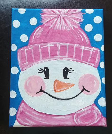 Canvas Snowman Painting For Kids, Easy Diy Christmas Paintings On Canvas Step By Step, Christmas Canvas Diy Kids, How To Paint A Reindeer, Cute Things To Paint Christmas, Snowman Canvas Paintings Easy, Easy Christmas Painting On Canvas, Easy Holiday Canvas Painting, Winter Canvas Painting Ideas Easy Kids