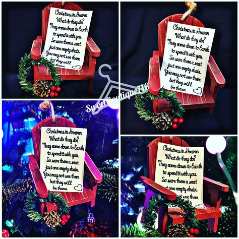 Christmas Ornament- Chair- Christmas in Heaven ❤️ Christmas In Heaven Chair Ornament, Christmas Chair For Someone In Heaven, Christmas In Heaven Diy, Christmas In Heaven Chair, Christmas Heaven, Heaven Chair, Christmas In Heaven Ornament, Christmas Chair, Christmas In Heaven