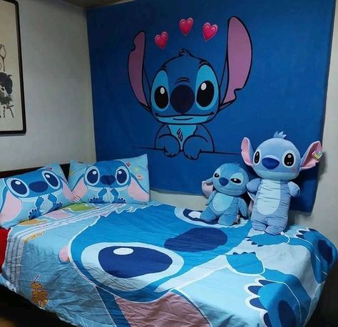 Blue Stitch themed dormitory ~.~ Stitch Bedrooms, Lilo And Stitch Room Ideas, Lilo And Stitch Bedroom Ideas, Stitch Themed Bedroom, Lilo And Stitch Bedroom, Stitch Room Ideas, Stitch Bedroom Ideas, Stitch Bedroom, Stitch Room