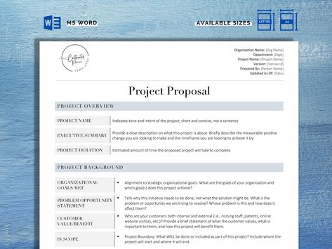 If you have the perfect solution to a problem or want to take advantage of an opportunity at your organization, then being able to present your fully thought out, detailed, and researched project idea to your team is vital to getting your project proposal approved.  This Project Proposal template provides the key details needed in a proposal to get you the approval that you need. Along with detailed instructions for each section, it includes the Project Overview, Project Background, a Business Case, the Inputs needed to implement the project and the Outputs that will be produced, and finally an approval section for official sign-off and commentary. This document is vital to properly initiating your projects, asking the right questions to ensure you have the right solution, and setting you Simple Proposal, Meeting Notes Template, Literary Essay, Guide Words, Book Proposal, Proposal Sample, Project Proposal Template, Business Proposal Template, Academic Excellence