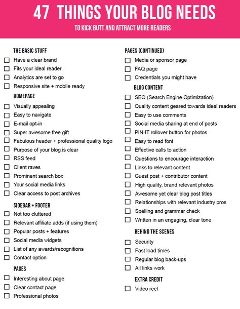 47 Things Your Blog Needs to Attract More Readers (a FREE checklist!) » Wonderlass Writing Guide, Free Checklist, Blogging 101, Nick Fury, Bohol, Blogger Tips, Blogging Advice, Marketing Online, Blog Content