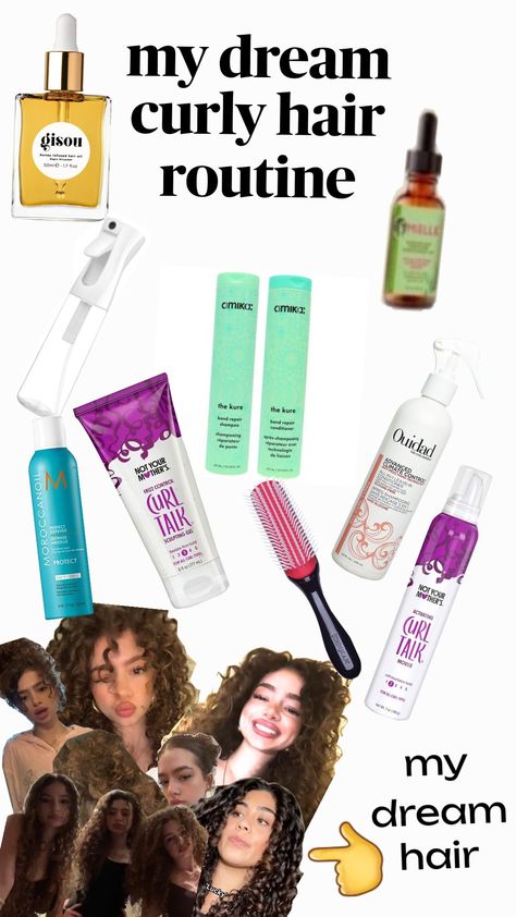 My dream curly hair routine #curlyhair #demitrakalogeras #mydreamhair #kalogerasisters Cantu Curly Hair Routine, My Curly Hair Routine, Best Curly Hair Routine, How To Maintain Curly Hair, 3a Curly Hair Products, Cantu Curly Hair, Curly Hair Routine Products, Curly Hair Essentials, Curly Hair Needs