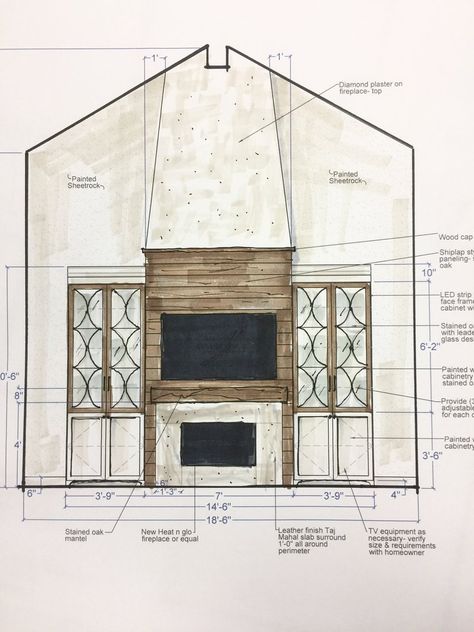 Fireplace wall with built-in cabinetry and tv over fireplace - Carla Aston, Aston Design Studio #fireplace #fireplaceupdate How To Decorate Wall, Wall Niches, Tv Wall Design Ideas, Design Camino, Decorate Wall, Tv Over Fireplace, Tall Fireplace, Fireplace Update, Wall Design Ideas