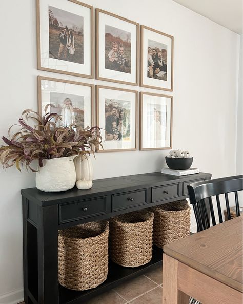 Baskets Under Buffet Table, Styling A Buffet In Living Room, Buffet Table Wall Decor, How To Style A Sideboard Dining Room, Buffet Table Ideas Decor Dining Rooms, How To Style A Sideboard, Sideboard Decor Dining Room, Dining Room Buffet Table Decor, Sideboard Dining Room