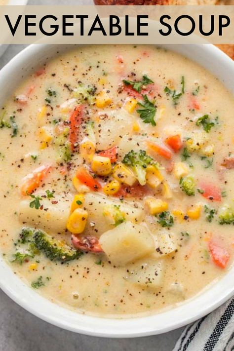 Creamy Vegetable Soup, Soup Recipes Vegetarian, Vegetable Soup Recipe, Vegetarian Soup Recipes, Recipes Soup, Soup Recipes Slow Cooker, Vegetable Soup Recipes, Vegetarian Soup, Chicken Soup Recipes