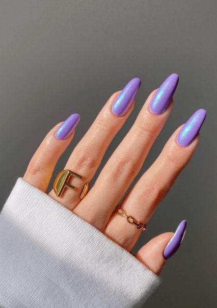 Lilac Chrome Nails, Lilac Aesthetic, Purple Chrome Nails, Purple Glitter Nails, Purple Nail Art, Purple Acrylic Nails, Nails Classy, 2024 Nails, Purple Nail