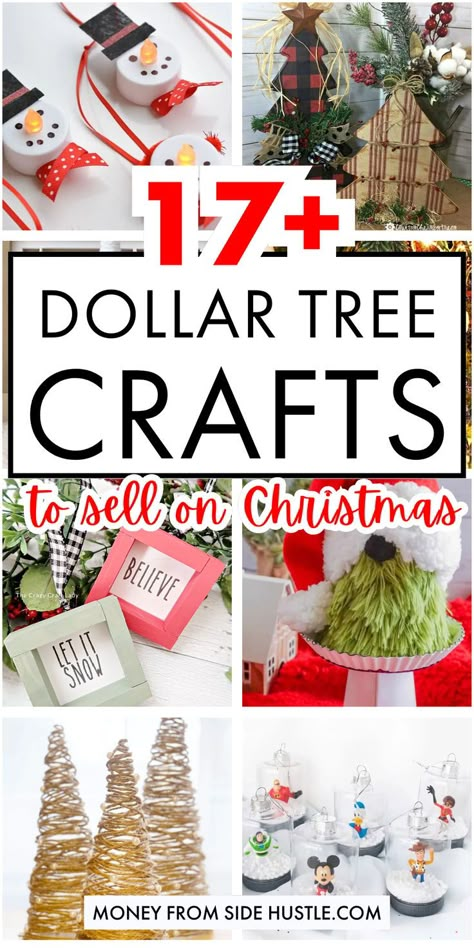 list of cheap crafts you can make to sell on christmas from dollar tree store Dollar Tree Crafts To Sell, Cheap Christmas Wreaths, Dollar Tree Christmas Crafts Diy, Diy Dollar Tree Gifts, Dollar Store Craft Ideas, Christmas Centerpieces Cheap, Crafts That Sell, Dollar Tree Christmas Crafts, Ornament Wreaths