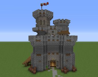 Medieval Keep - GrabCraft - Your number one source for MineCraft buildings, blueprints, tips, ideas, floorplans! Minecraft Keep, Medieval Keep, Minecraft Houses For Girls, Minecraft Houses Xbox, Minecraft Building Guide, Mc Builds, Minecraft Houses Survival, Minecraft Houses Blueprints, Minecraft Structures