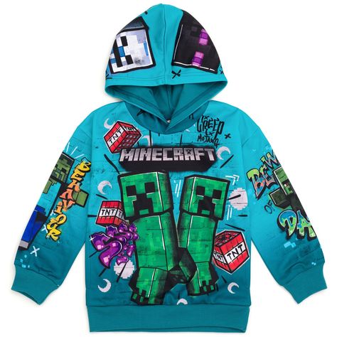 PRICES MAY VARY. 100% Polyester Imported Zipper closure Machine Wash Officially licensed Minecraft big boys cute, comfy and stylish long sleeve graphic hooded sweatshirt Pull on closure; Ribbed sleeve cuffs for a better fit; Awesome sublimation print design Soft and comfy hooded sweatshirts that are easy for children to dress in; made to be a durable and long-lasting winter outfit essential for your athletic child Comfortable and fun youth outerwear with cute and playful character designs that y Minecraft Landscape, Minecraft Hoodie, Winter Essentials Clothes, Black Creepers, Boys Fleece, Game Characters, Kids Clothes Boys, Theme Birthday, Cute Comfy