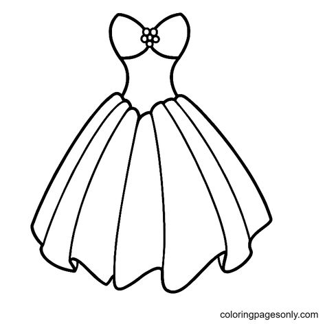 Dress Coloring Pages, Draw Dress, Free Wedding Dress, Free Draw, Easy Flower Drawings, Doll Drawing, Barbie Drawing, Boy Coloring