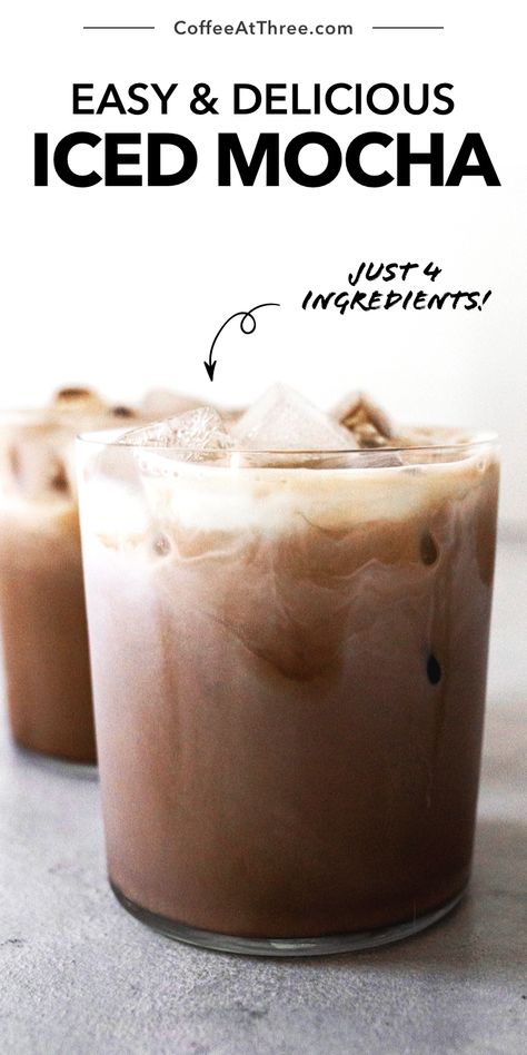 Homemade Iced Coffee Recipe Easy Mocha, At Home Mocha Coffee, Dunkin Mocha Iced Coffee Recipe, Mocha Ice Coffee Recipe, Easy Sweet Coffee Recipes, Cold Mocha Coffee Recipe, International Delight Mocha Iced Coffee Recipe, Healthy Iced Mocha Recipe, Homemade Mocha Iced Coffee