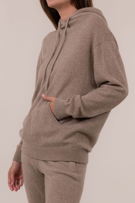 TN32F23 - 100% Cashmere (58% pure cashmere / 42% recycled cashmere)- Ribbed cuffs and hem- High neckline- Front pocket- Easy fit- Model is 5'9" and wearing a size Small Brown Granite, Fantasy Wardrobe, Cashmere Hoodie, Women's Hoodie, Hoodie Pullover, Dress With Cardigan, Every Woman, Kangaroo Pocket, Kangaroo