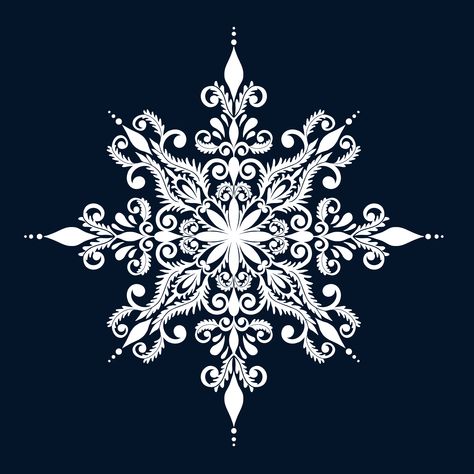 Snowflake inspired ornate mandala Snowflake Mandala Tattoo, Mandala Snowflake, Snowflake Mandala, Ornate Mandala, Snowflake Art, Snow Flake Tattoo, Snowflakes Drawing, Snowflakes Art, Christmas Mandala