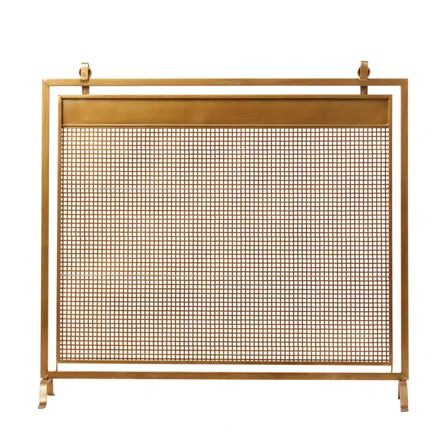 Williston Forge Kovach Metal Suspended Grid Style Netting Single Panel Geometric Fireplace Screen with Bolted | Wayfair Sliding Fireplace Screen, Bronze Fireplace Screen, Rustic Fireplace Screen, Art Deco Fireplace Screen, Outdoor Fireplace Screen, Radiator Cover Fireplace, Fireplace Summer Cover, Vintage Fireplace Screen, Dining Room Fireplace Decor