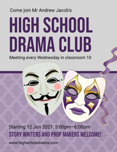 1,050+ extracurricular activities poster Customizable Design Templates | PosterMyWall College Club Poster, School Club Poster Ideas, Drama Club Poster, Town Layouts, After School Club Activities, College Club, School Drama, English Club, High School Drama