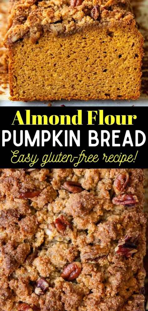 If you have been disappointed by almond flour bread recipes, than this version made with pumpkin will be a game changer! I've perfected the tricks of baking gluten-free recipes with almond flour, including how to avoid a dense, heavy crumb in pumpkin bread, boosting a light, fluffy texture, and making a cinnamon streusel topping that will make your taste buds sing! Gf Pumpkin Bread Almond Flour, Almond Flour Thanksgiving Desserts, Cooking With Almond Flour, Gluten Free Pumpkin Bread Almond Flour, Healthy Pumpkin Bread Almond Flour, Almond Flour Pumpkin Recipes, Pumpkin Muffins Almond Flour, Mama Gourmand, Healthy Almond Flour Recipes