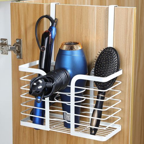 Adjustable Height - Hair Tool Organizer White Bathroom Organizer Hot Styling Tools Storage for Hair Dryer, Flat Iron, Curling Iron, Hair Straightener Hair Tool Storage, Blow Dryer Holder, Hair Dryer Storage, Hair Tool Organizer, Tools Storage, Hair Tool, Hair Dryer Holder, Wall Mounted Cabinet, Bathroom Countertops