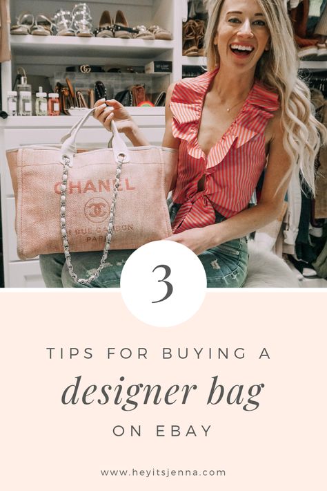 My 3 tips to buying a designer bag on ebay! Score luxury handbangs and purses at a great price on ebay! Save this pin for later! #chanel #ebay #designerbag #walkincloset #howtobuyadesignerbag Chanel Bag, One Shoulder Blouse, Luxury Bags, Bags Designer, Chanel, Women's Top, Design