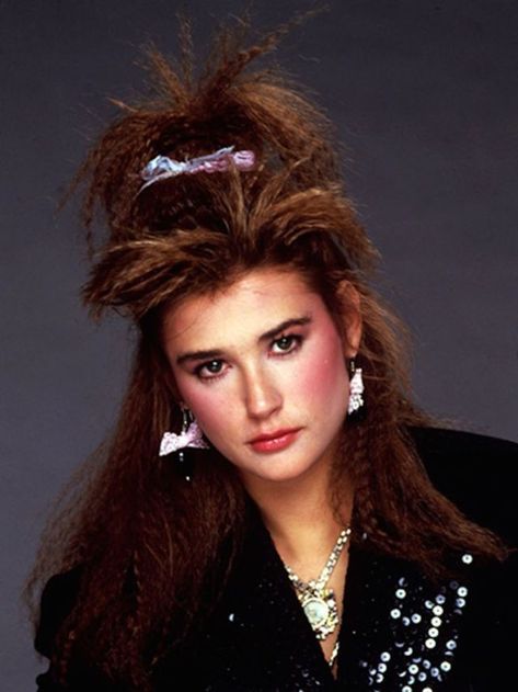 80s Crimped Hair, 80s Hair And Makeup, 80’s Hair, 1980s Hair, Hair Crimper, Crimped Hair, 80s Hair, The Wedding Singer, Demi Moore