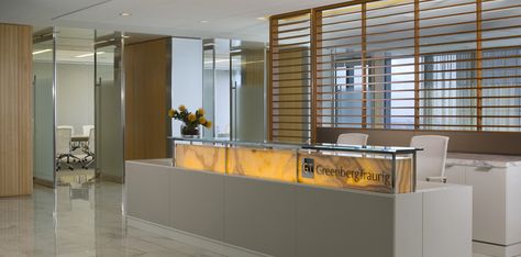 Reception area, Greenberg Traurig (Miami) Law Office Design Interiors, Headquarters Design, Law Firm Office, Law Office Design, Lawyer Office, Commercial Office Design, Office Interior Design Modern, Office Pictures, Office Renovation