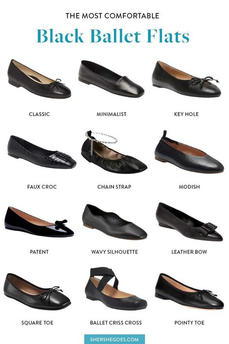 Black Ballerinas Outfit, Ballerina Flats Outfit Aesthetic, Flat Ballet Shoes Outfits, Gotik Girl, Flat Shoes Women Outfit, Comfortable Black Ballet Flats, Black Shoes Aesthetic, Ballet Flats Aesthetic, Diy Ballet Flats