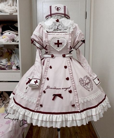 Kawaii Nurse Aesthetic, Mahou Shoujo Outfit, Nursecore Outfit, Kawaii Nurse Outfit, Nurse Outfit Drawing, Yami Kawaii Outfit Ideas, Nurse Outfit Ideas, Kawaii Clothes Outfits, Nurse Outfits