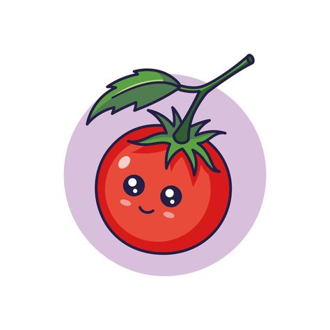 Cute Kawaii Tomato cartoon icon illustration. Food vegitable flat icon concept isolated on white background. Tomato character, mascot in Doodle style. Print for kids clothing. Tomato Character, Tomato Cartoon, Tomato Drawing, Character Mascot, Doodle Style, Illustration Food, Cartoon Icons, Flat Icon, Kids Prints