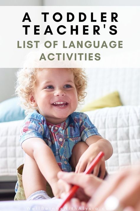 A child sitting on the floor smiling at an adult writing with a pen. The text reads A Toddler Teacher's List of Language Activities. Communication Activities For Toddlers, Toddler Language Activities, Language Activities For Toddlers, Communication And Language Activities, Activities For Toddlers At Home, Communication Skills Activities, Toddler Language Development, Language Learning Activities, Language Development Activities