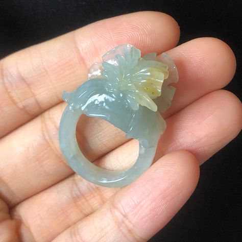 Natural Xiu Jade Serpentine Hand Craved Iris Flower Blooming Ring | 17.5mm (US 7.5) | 📏Size 👉Inner diameter: 17.5mm(US 7.5), Width: 4.5mm, Thickness: 3.1mm; Iris’s Size: 24x 15.4 x 15.2mm 🌺 💍Let’s put on a gorgeous, everlasting Iris flower, that will never wither. It’s blooming all the time around your finger. This ring has been exquisitely hand-carved and polished into a vibrant, delicate Iris flower, in a blue and yellow colour, that is incredibly poetic and gorgeous. 💎 It is compos... Flower Blooming, Iris Flower, Yellow Colour, Iris Flowers, Blue And Yellow, Yellow Color, Hand Carved, Jade, Carving