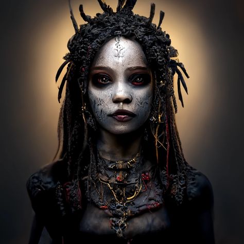 Voodoo Woman Art, Voodoo Priestess Art, Mama Brigitte Voodoo, Voodoo Aesthetic New Orleans, Voodoo Costume Female, Voodoo Makeup Woman, Voodoo Queen Makeup, Voodoo Priestess Makeup, Voodoo Witch Costume