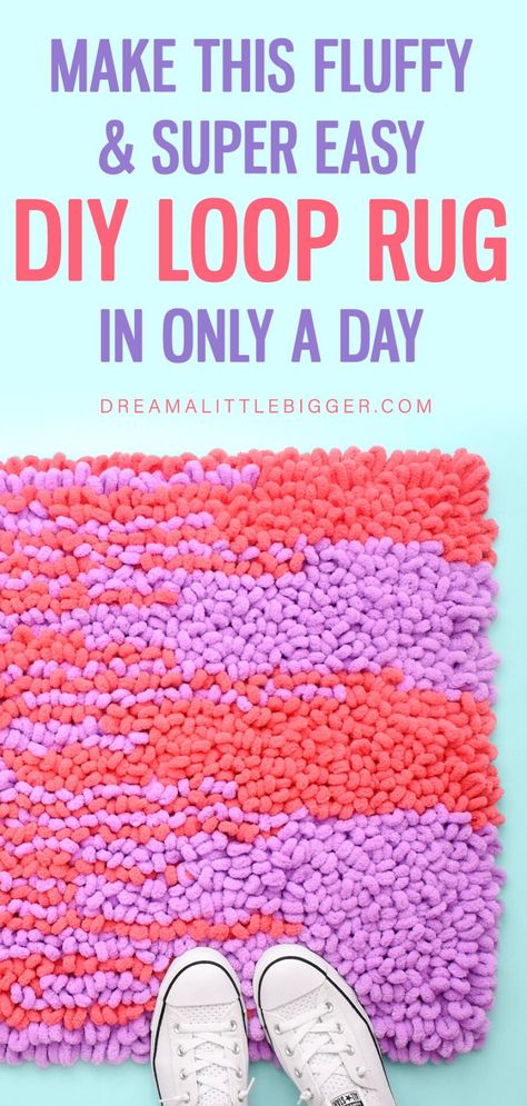 Diy Bathroom Rug, Bathroom Rug Ideas, Rag Rug Diy, Loopy Yarn, Homemade Rugs, Rug Tutorial, Knit Rug, Latch Hook Rugs, Rug Ideas