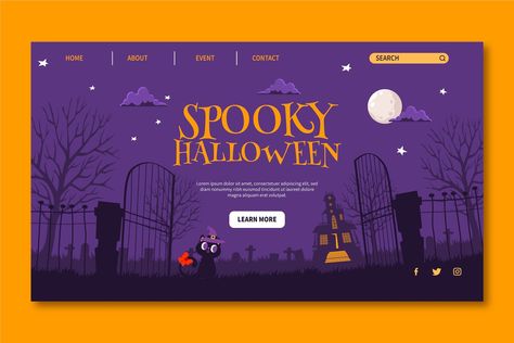 Spooky Inspiration, Halloween Land, Halloween Facebook Cover, Sales Dashboard, Halloween Web, Halloween Letters, Facebook Cover Template, Ui Components, Landing Page Template