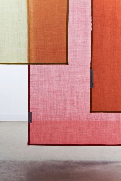 Detail, 'Tinctorial Textiles' designed by Dutch fiber design studio Raw Color. Dyed curtain panels in semi translucent wool. via the design studio Raw Color, Natural Dyes, Color Crush, Luminaire Design, Color Inspo, Color Stories, Color Textures, Fabric Panels, 인테리어 디자인