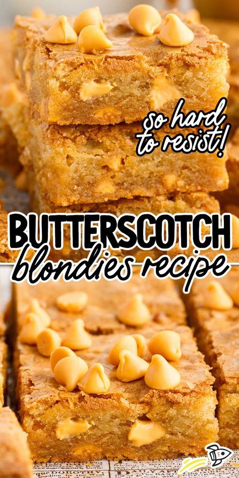 Butterscotch Blondies Recipe, Recipes With Butterscotch Chips, Oatmeal Blondies, Butterscotch Desserts, Blondies Recipe Easy, Oatmeal Butterscotch, Scotcheroos Recipe, Butterscotch Chip Cookies, Butterscotch Brownies