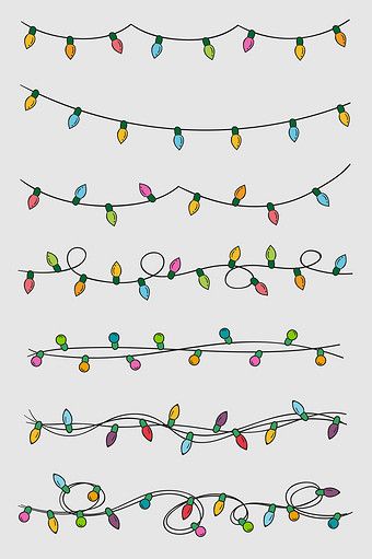 Hand Drawn Christmas Lights, Bujo Lights Theme, Christmas Cards Decor, Christmas Lights Tattoo Small, Chrostmas Lights, Chrustmas Lights, Christmas Light Drawing Easy, Christmas Lights Doodle, Christmas Art Design