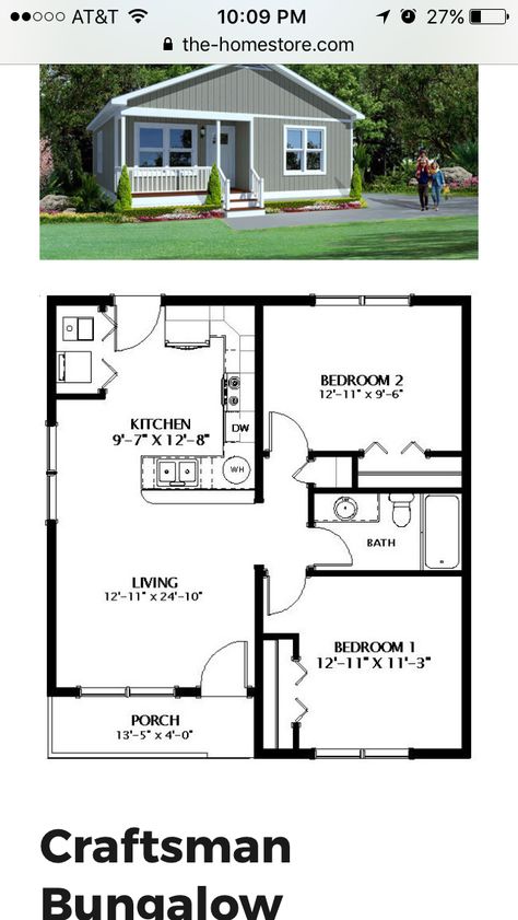 Small 2 Bedroom Bungalow Floor Plans, Small Home Building Plans, Tiny House Design Floor Plans 2 Bedroom, Small Home Layout, Tiny Homes Plans, Small Home Plan, Small Cottage House Plans, Little House Plans, Small Cottage Homes