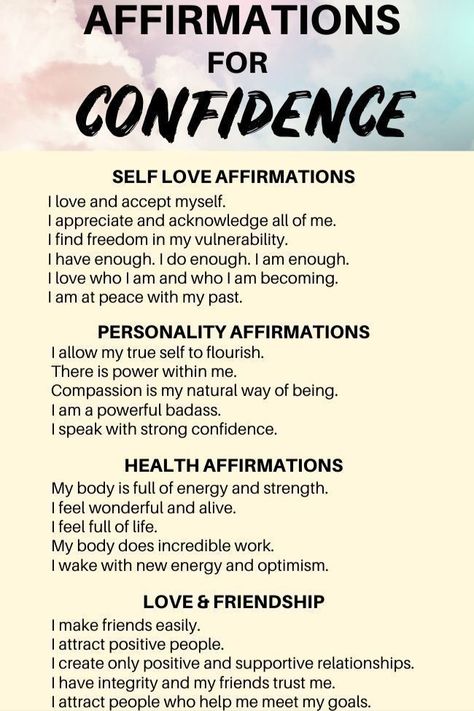 So much of what we say about ourselves is negative. Affirmations give us the opportunity to choose words that help create or eliminate something in our lives, such as creating success or confidence or healthy relationships, and eliminating low self-esteem, destructive behaviors and even pain. Affirmations For Confidence, Health Affirmations, Healing Affirmations, Affirmations For Kids, Daily Positive Affirmations, Morning Affirmations, Words Of Affirmation, Boost Your Confidence, Self Love Affirmations