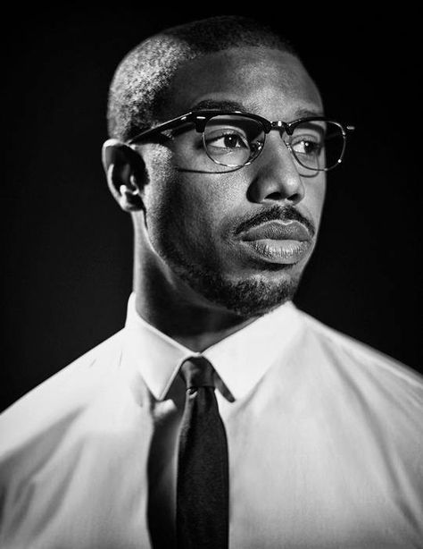 Michael B. Jordan Black Man With Glasses, Michael Bakari Jordan, Michael B Jordan, Black Panthers, Power To The People, Black And White Portraits, Man Crush, Mens Glasses, American Actors