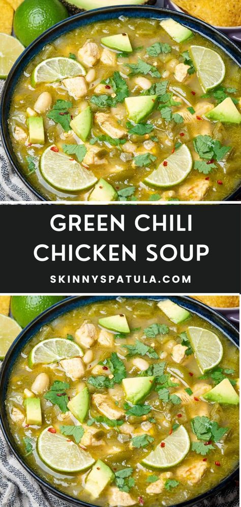 Green Chili Chicken Soup What To Make With Green Chili, Green Chili Chicken Rice Soup, Green Enchilada Chicken Soup Dairy Free, Chicken Green Chili Soup Crock Pots, Green Chili Soup Crockpot, Green Salsa Soup, Chili Verde Soup Crockpot, Verde Enchilada Soup, Green Chili Chicken Noodle Soup