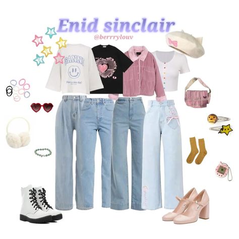 outfit for Enid Sinclair Enid Sinclair Style, Enid From Wednesday Outfits, Enid Sinclair Fashion, Enid Inspired Outfits, Enid Sinclair Outfits Aesthetic, Enid Sinclair Aesthetic Outfits, Enid Sinclair Clothes, Enid Sinclair Outfit Inspiration, Enid Sinclair Inspired Outfits