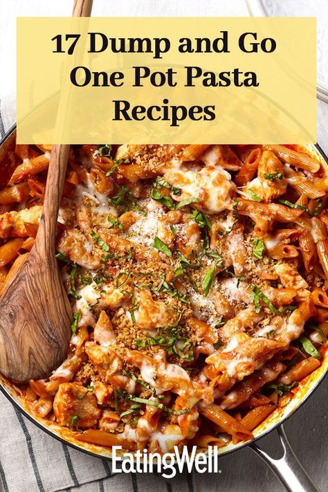 These genius one-pot pasta recipes have all the comfort of a slow-simmered pasta dish, but they require a fraction of the effort. Combine your raw ingredients—pasta, protein, vegetables and seasonings—in the same pot and add just enough water to cook the pasta. The starch that usually cooks off into your pasta water stays in the pot and mingles with the seasonings to create a delectably creamy sauce.#pastarecipes #weeknightdinners #weeknightdinnerrecipes #weeknightdinnerideas #comfortfood Pasta One Pan Meals, Raw Pasta Recipes, Instant Pot Pasta Bake, One Pot Protein Pasta, One Pot Pasta With Sausage, One Dish Pasta Meals, 30 Min Pasta Meals, Fast One Pot Meals Easy Dinners, Quick One Pot Pasta