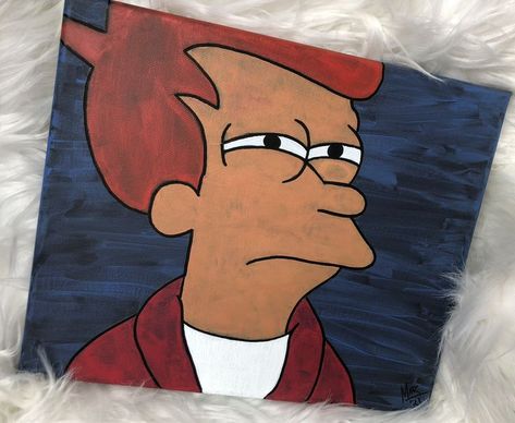 Futurama Painting, Futurama Fanart, Fry Futurama, Canvas With Acrylic Paint, Futurama, Acrylic Paint, Acrylic Painting, Fan Art, Paint