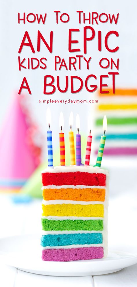 Throwing a kids birthday party doesn't have to mean spending a fortune! Learn all the insider secrets of how to throw a cheap birthday party for kids that everyone, including your wallet, will love! #birthdayparty #kidsparty #budget #savemoney #simpleeverydaymom #partyplanning #KidsParties Kids Party Checklist, Ninth Birthday Party Ideas, Cheap Kids Party Food, Cheap Kids Party, Party Food On A Budget, Budget Birthday Party, Birthday Party On A Budget, Cheap Birthday Party, Kids Birthday Party Food