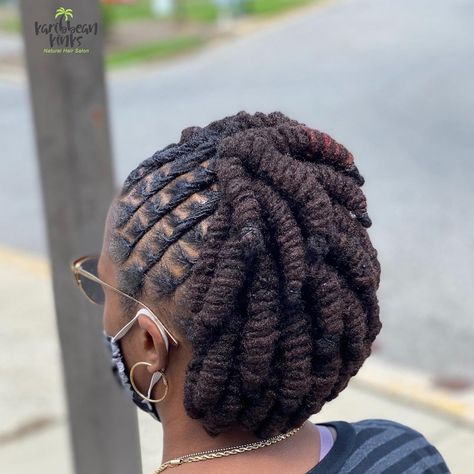 FUN FACT: her hair is waist length, the style she has in is called LOC KNOTS , and with that it’s done by wrapping her own locs around… | Instagram Loc Knots, Short Dreadlocks Styles, Dreads Styles For Women, Natural Hair Salon, Loc Updo, Natural Hair Salons, Beautiful Dreadlocks, Short Locs Hairstyles, Faux Locs Hairstyles