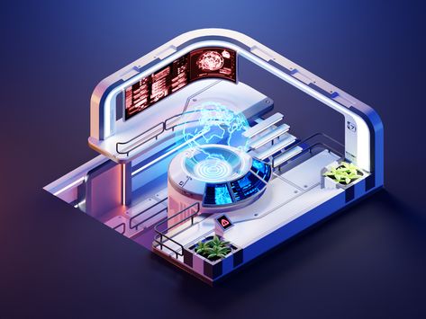 Control Room Design, Isometric Rooms, Sci Fi Room, Scifi Interior, Spaceship Interior, Control Room, Sci Fi Environment, Isometric Art, Isometric Design