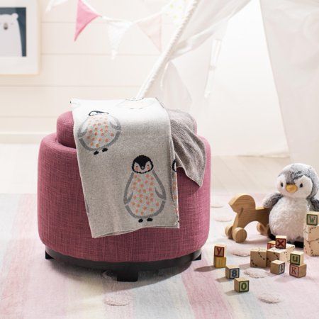 Playful Penguins, Grey And Coral, Baby Throw, Cotton Baby Blankets, Muslin Baby, Baby Penguins, Gray Blanket, The Penguin, Sack Bag