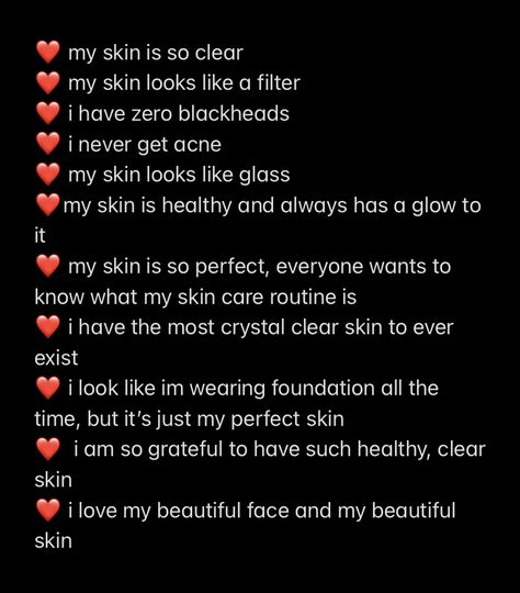 Vision Board For Clear Skin, Manifestations For Clear Skin, Affirmation For Clear Skin, Hairless Skin Affirmations, Skin Care Affirmation, Glass Skin Affirmation, Clear Skin Subliminal Results, Clear Skin Affirmations Positive, Perfect Skin Affirmations