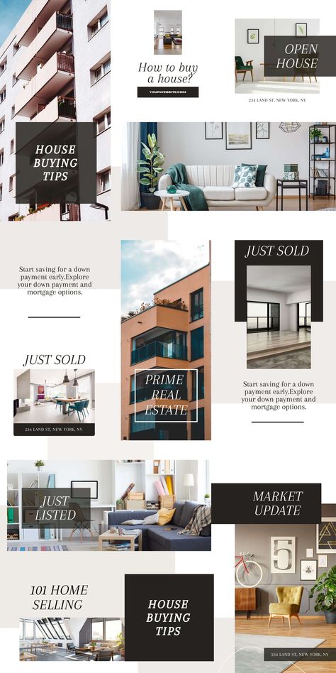 #Realtor_Advertising #Small_Business_Marketing_Ideas #Layout_Reference #Free_Design_Software Realtor Advertising, Layout Reference, Branding Canva, Free Design Software, Feed Layout, Minimalist Instagram, Puzzle Feed, Real Estate Instagram, Realtor Social Media