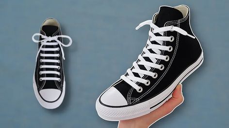 (5384) how to lace converse high tops - YouTube How To Lace Converse High Tops, Ways To Lace Converse, Lace Converse, How To Lace Converse, High Top Converse, Converse High, Tie Shoes, Converse High Tops, Middle School